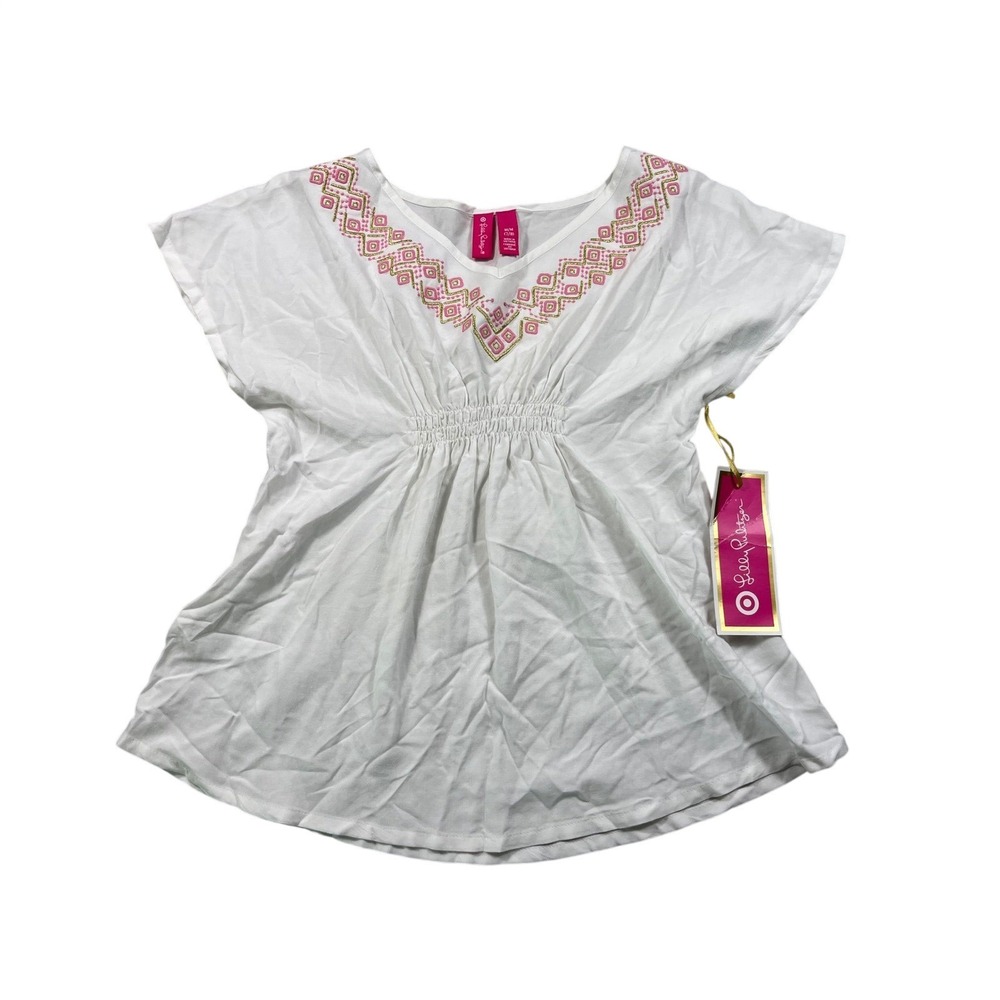 Lilly Pulitzer for Target Girls M 7/8 Embroidered Shirred Top NWT White